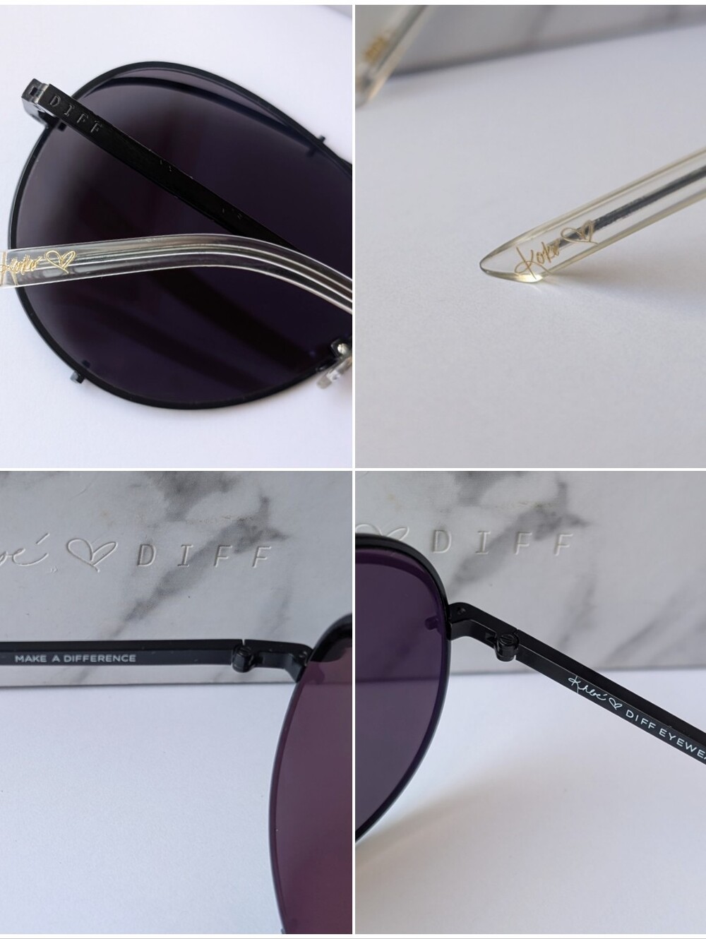 Khloe Kardashian x DIFF Koko sunglasses Aviator Matte Black Blue Gradient - Picture 5 of 5